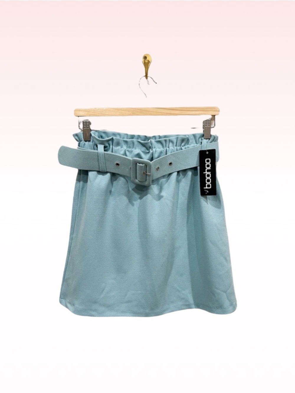 Nwt BOOHOO Blue Paper bag Self Belt Skirt (Sz 8)